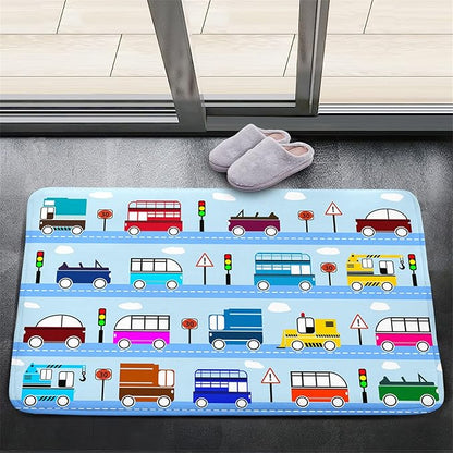 Car Rug Car Play Mat Kids Rugs for Playroom Car Rug Play Mat Rugs for Boys Bedroom Car Carpet for Kids Play Rug for Cars and Trucks Car Rug for Boys Room,Light Blue 2'×3' - LeafyLoom