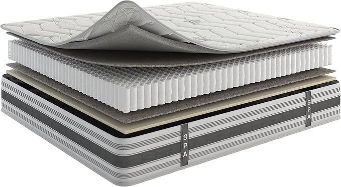 Ottomanson 12" Queen Mattress in a Box Made in USA, Firm Mattress, Hybrid Mattress Cool Improved Airflow with Edge to Edge Pocket Coil, Bed in A Box, Ottopedic - LeafyLoom