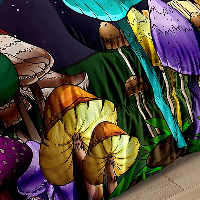 Mushroom Girls Full Size Bedding Sets Fantasy Mushroom Full Size Kids Bedding Set Girl Full Size Mushroom Series Comforter Set Full Size Girls Bedding Set Room Decor, 1 Comforter+2 Pillowcases - LeafyLoom