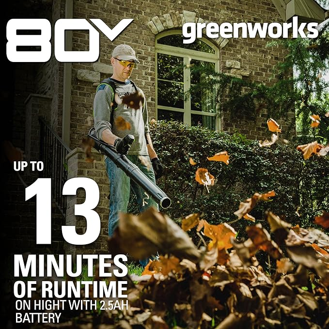 Greenworks 80V (180 MPH / 610 CFM / 75+ Compatible Tools) Cordless Brushless Backpack Blower, Tool Only - LeafyLoom