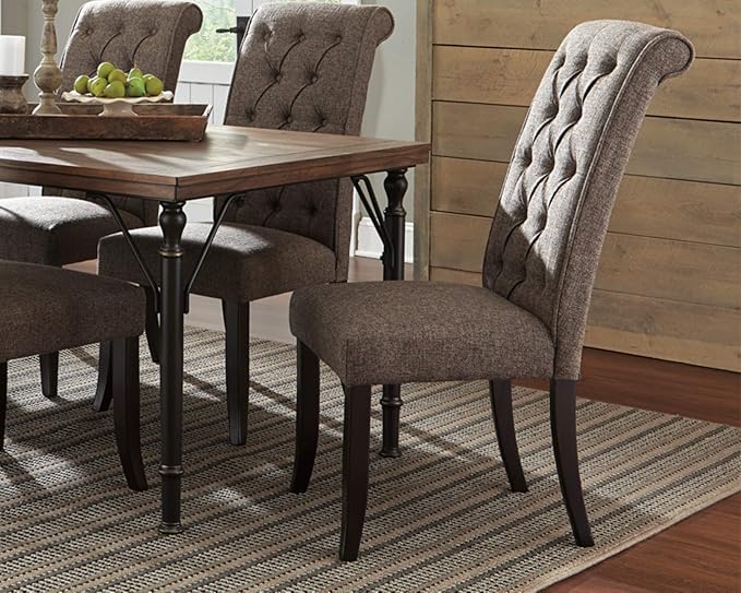 Signature Design by Ashley Tripton Classic Tufted Upholstered 19.63" Armless Dining Chair, 2 Count, Brownish Gray - LeafyLoom