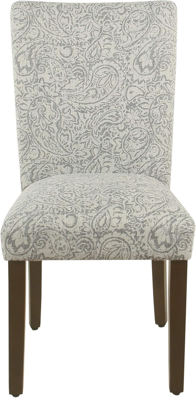 HomePop Parsons Classic Dining Room Tables and Chairs, Pack of 2, Light Grey Floral - LeafyLoom