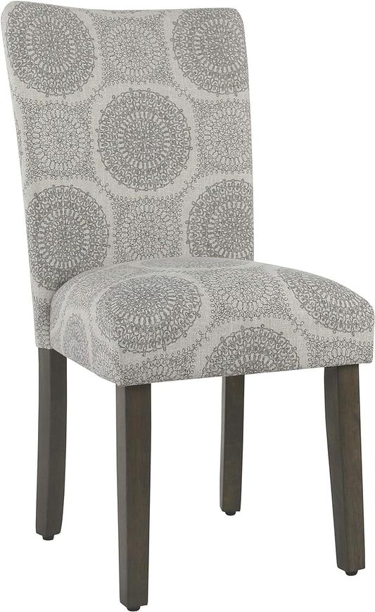 HomePop Parsons Classic Upholstered Accent Dining Chair, Set of 2, Grey Medallion - LeafyLoom