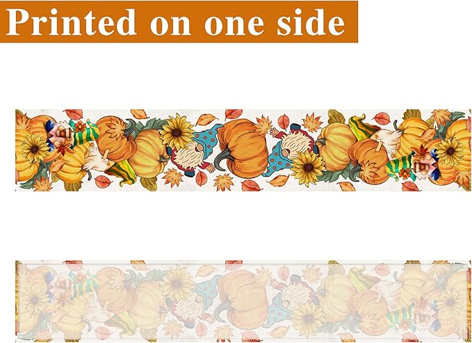 Fall Table Runner 108 Inches Long Autumn Table Runner Pumpkins Maple Leaves Gnome Fall Theme Decor for Kitchen Dining Table Home Party Decorations Unibyby