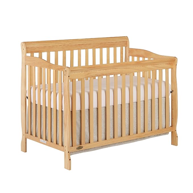 Ashton 4-In-1 Convertible Crib In Natural, Greenguard Gold, JPMA Certified, Non-Toxic Finishes, Features 4 Mattress Height Settings, Made Of Solid Pinewood - LeafyLoom