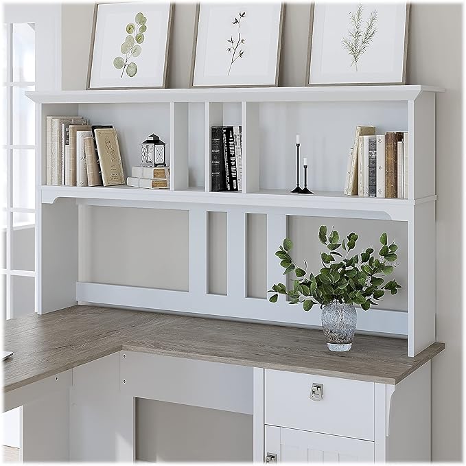 Salinas Casual Hutch for L-Shaped Desk, Pure White - LeafyLoom