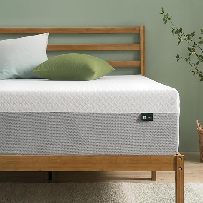 ZINUS 12 Inch Green Tea Essential Memory Foam Mattress [New Version], Queen, Fiberglass Free, Medium Feel, Breathable Airflow Memory Foam, Certified Safe Foams & Fabric, Mattress in A Box - LeafyLoom