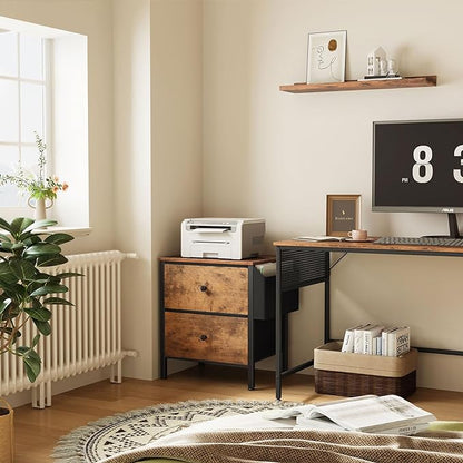 BOLUO Night Stand with Drawers for Bedroom - Small nightstand with Pocket 2 Drawer Dresser End Table Brown - LeafyLoom