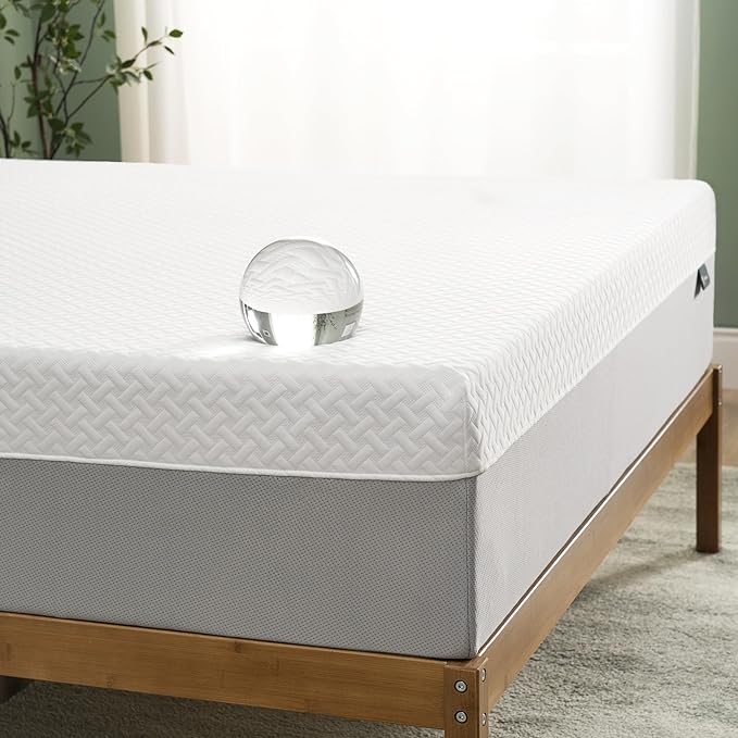 ZINUS 12 Inch Green Tea Essential Memory Foam Mattress [New Version], Queen, Fiberglass Free, Medium Feel, Breathable Airflow Memory Foam, Certified Safe Foams & Fabric, Mattress in A Box - LeafyLoom