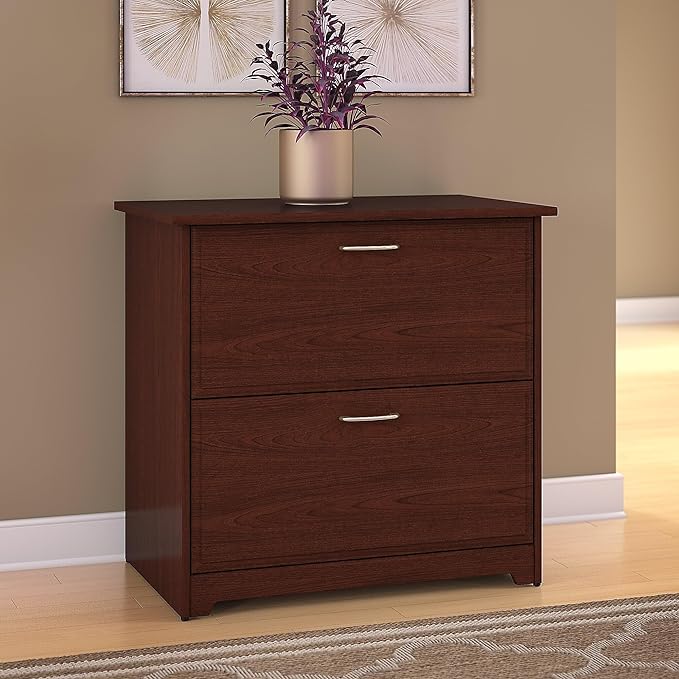 Bush Furniture Cabot Lateral File Cabinet in Harvest Cherry - LeafyLoom