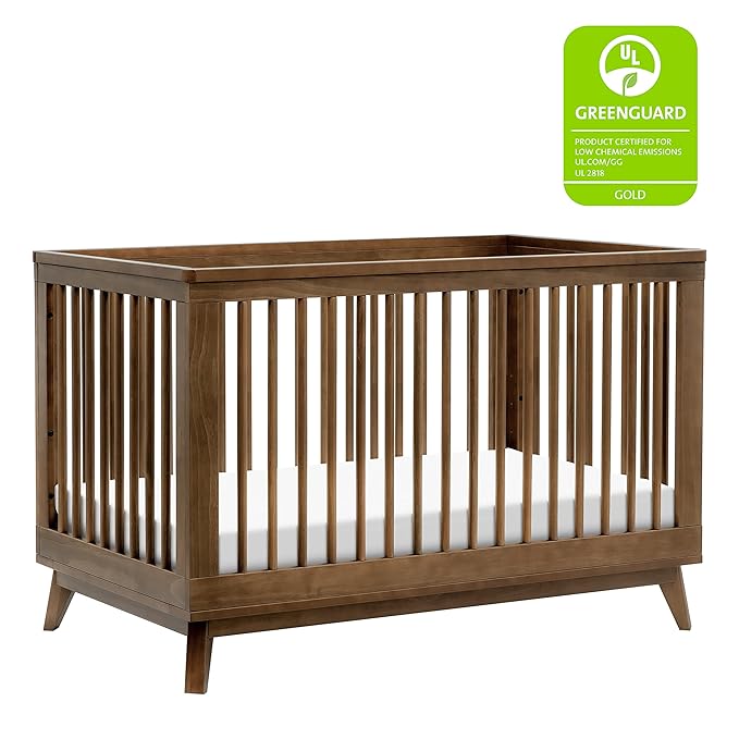 Babyletto Scoot 3-in-1 Convertible Crib with Toddler Bed Conversion Kit in Natural Walnut, Greenguard Gold Certified - LeafyLoom