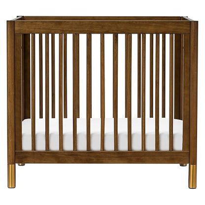 babyletto Gelato 4-in-1 Convertible Mini Crib in Natural Walnut and Brushed Gold Feet, Greenguard Gold Certified - LeafyLoom