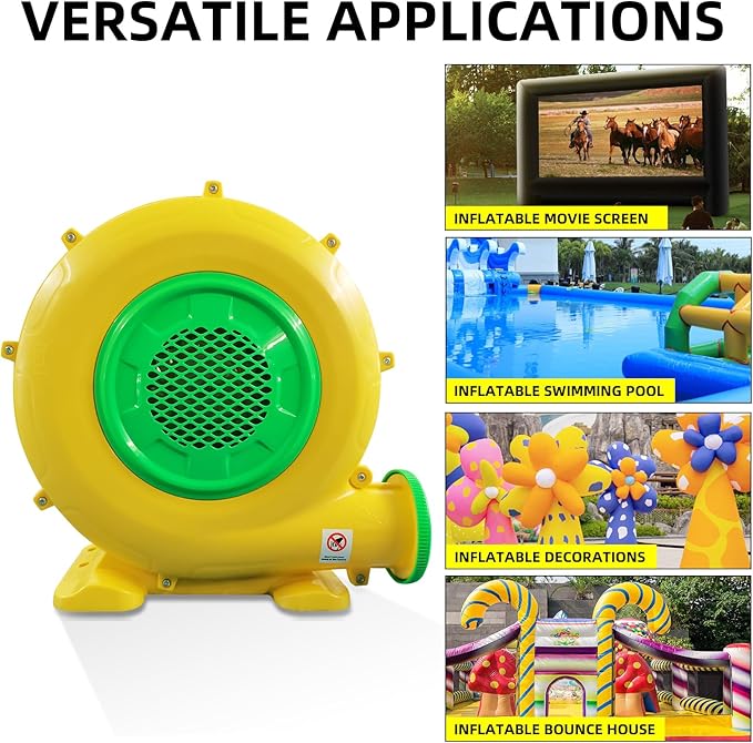 750W Bounce House Blower, Powerful Air Blower for Inflatable, Portable Inflatable Bubble House Blower Pump Fan for Inflatable Bouncy Castle, Jumper, Water Slide, Blower Corded(750 Watt 1HP) - LeafyLoom