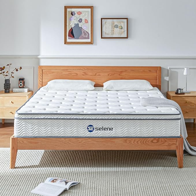 King Size Mattress, 10 Inch King Mattress with Pocket Spring and Memory Foam for Pressure Relief, Motion Isolation, Edge Support, Medium Firm Mattress in a Box, CertiPUR-US, White - LeafyLoom