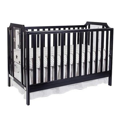 Suite Bebe Celeste 3 in 1 Convertible Island Crib Wood and Acrylic, Black - LeafyLoom