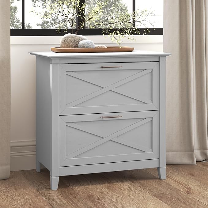 Bush Furniture Key West 2 Drawer Lateral File Cabinet in Cape Cod Gray | Document Storage for Home Office | Accent Chest with Drawers - LeafyLoom