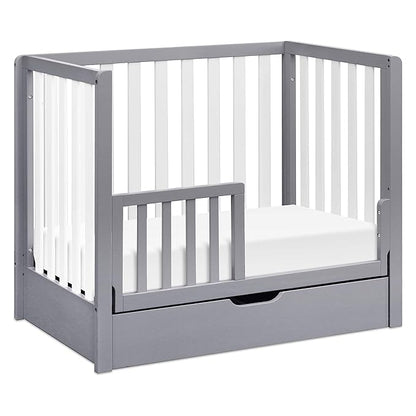 Carter's by DaVinci Colby 4-in-1 Convertible Mini Crib with Trundle Drawer in Grey and White, Greenguard Gold Certified, Undercrib Storage - LeafyLoom