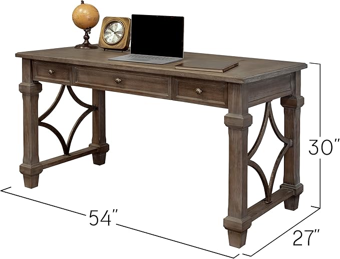 Martin Furniture Lateral File, Weathered Dove & Writing Desk, Weathered Dove - LeafyLoom