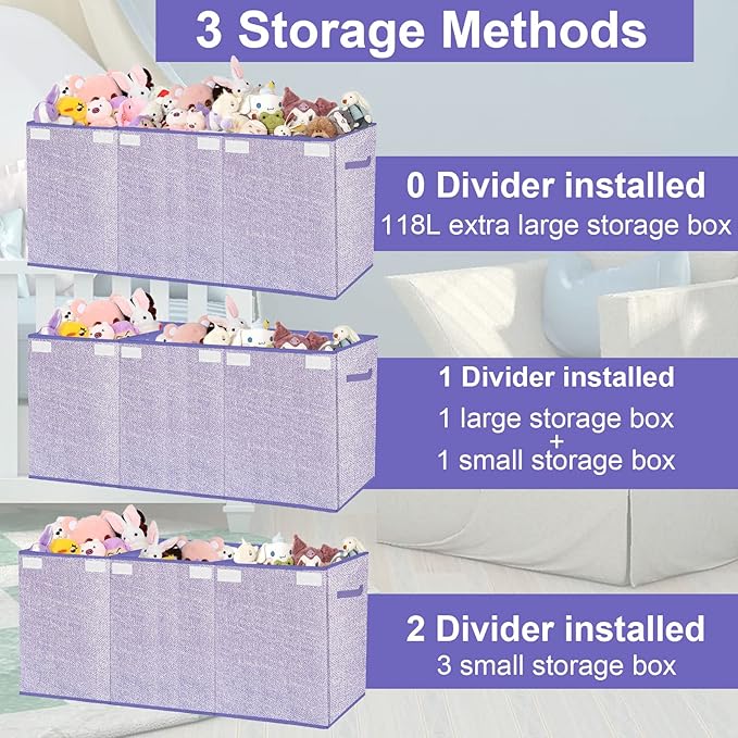 Toy Storage Box for Kids,Extra Large Toy Box Chest with Lids,Foldable Toy Organizers and Storage Bins with Handles for Nursery,Home,Office 35.8"x12.6"x16"(Purple) - LeafyLoom