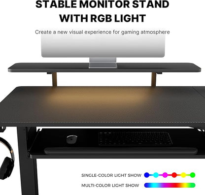 EUREKA ERGONOMIC Standing Desk (61"x43")- L Shaped Desk with Keyboard Tray Adjustable Height Sit Stand Computer Desk Corner Gaming Ergo Desk w Memory Presets, Monitor Stand, LED/USB/Dual Motor, Right - LeafyLoom