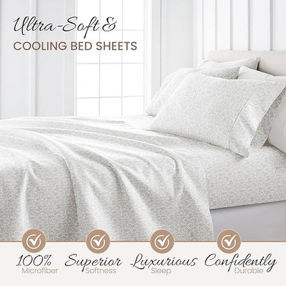 Linen Market 4 Piece Full Bedding Sheet Set (Gray Vines) - Sleep Better Than Ever with These Ultra-Soft & Cooling Bed Sheets for Your Full Size Bed - Deep Pocket Fits 16" Mattress - LeafyLoom