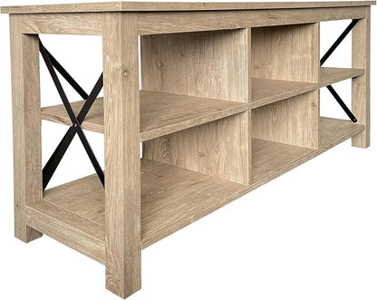 Henn&Hart Rectangular TV Stand for TV's up to 65" in White Oak, Electric Fireplace TV Stands for the Living Room - LeafyLoom