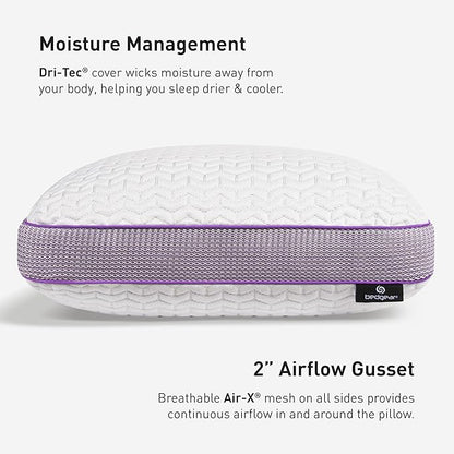 Bedgear Balance Performance Pillow - Size 1.0 - Moisture Wicking Bed Pillows for All Sleep Positions - Medium Firmness - Washable Cover - Back, Stomach, Side Sleeper Pillow - 20" W x 26" L x 5.25" H - LeafyLoom