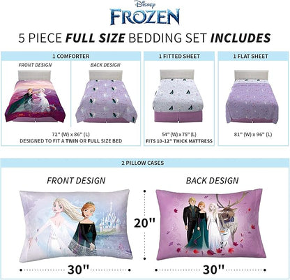 Disney Frozen 2 Kids Bedding Super Soft Comforter And Sheet Set, 5 Piece Full Size, "Official" Disney Product By Franco - LeafyLoom