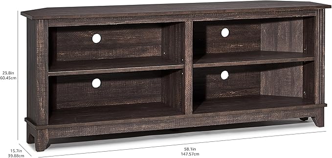 ROCKPOINT 58inch Corner TV Stand ,Home Living Room Storage Console, Entertainment Center, TV Console Table ,Espresso - LeafyLoom