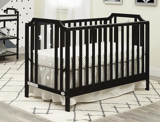 Suite Bebe Celeste 3 in 1 Convertible Island Crib Wood and Acrylic, Black - LeafyLoom