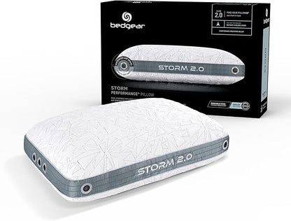 Bedgear Storm Performance Pillow - Size 2.0 - Cooling Bed Pillow for Hot Sleepers - Medium-Firm Pillow for All Sleep Positions, Hypoallergenic, Washable & Removable Cover - LeafyLoom