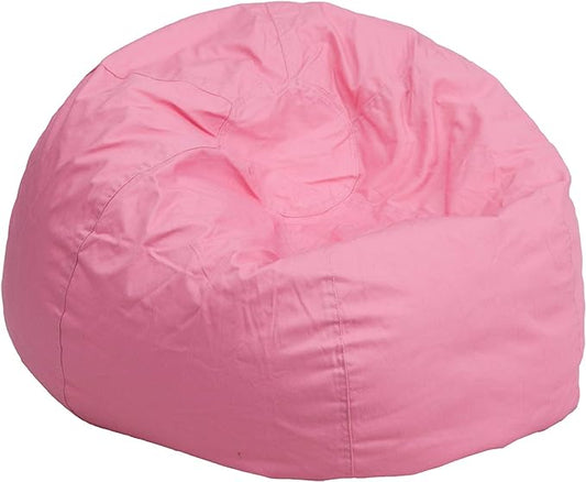 Flash Furniture Dillon Small Bean Bag Chair for Kids and Teens, Foam-Filled Beanbag Chair with Machine Washable Cover, Light Pink - LeafyLoom