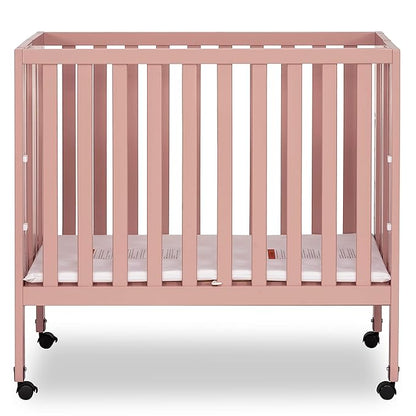 Jett Non-Full Size Folding Convertible Crib, Lightweight Portable Crib, Three Adjustable Mattress Height Settings, Easy to Fold Travel Crib, 1.5” Mattress Pad Included - LeafyLoom