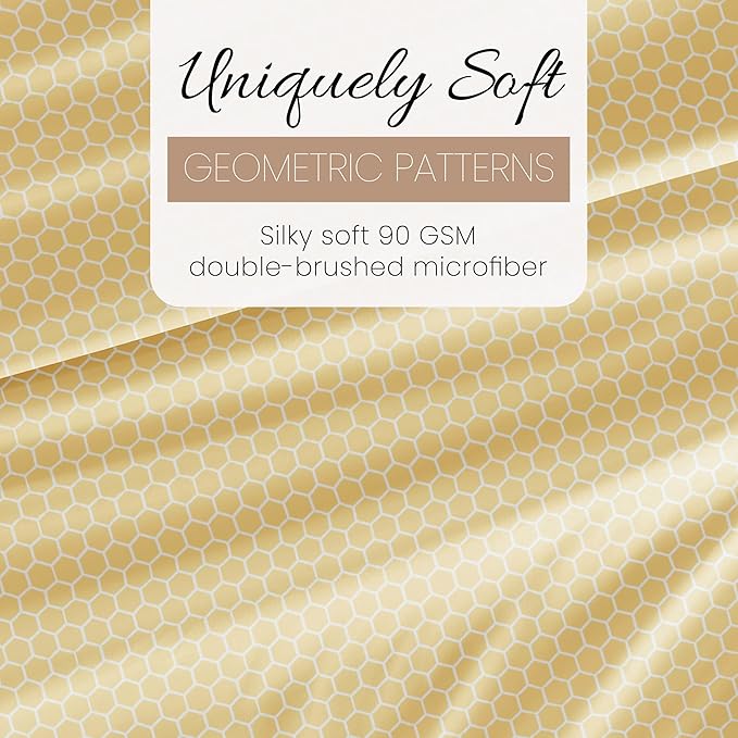 Linen Market 4 Piece California King Bedding Sheet Set (Yellow Geometric) - Sleep Better Than Ever with These Ultra-Soft & Cooling Bed Sheets for Your Cal King Size Bed - Deep Pocket Fits 16" Mattress - LeafyLoom