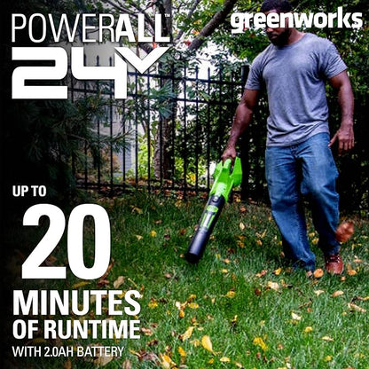 Greenworks 24V (90 MPH / 320 CFM / 125+ Compatible Tools) Cordless Axial Leaf Blower, Tool Only - LeafyLoom