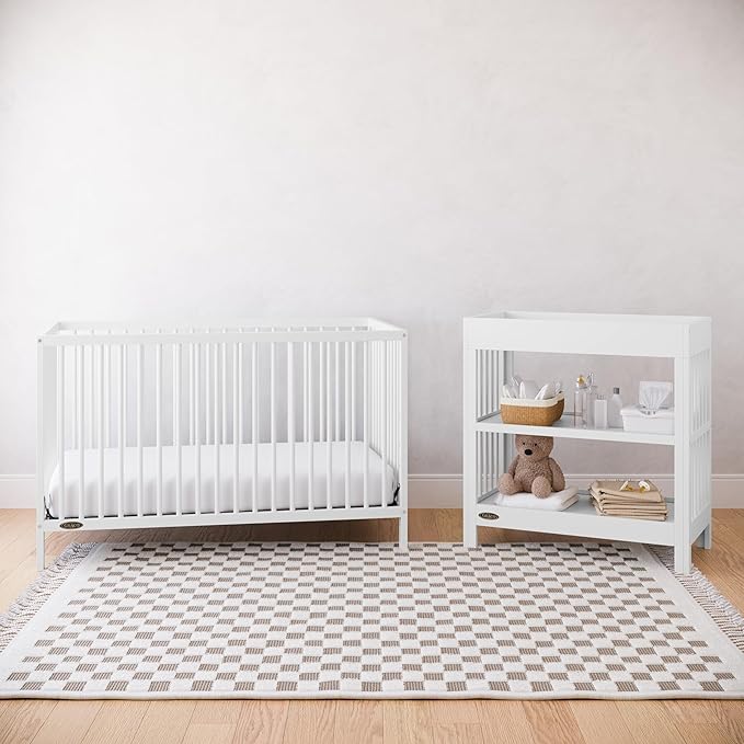 Graco Teddi 5-in-1 Convertible Crib (White) – GREENGUARD Gold Certified, Converts to Daybed, Toddler & Twin Bed with Headboard and Footboard, Adjustable Mattress Height - LeafyLoom