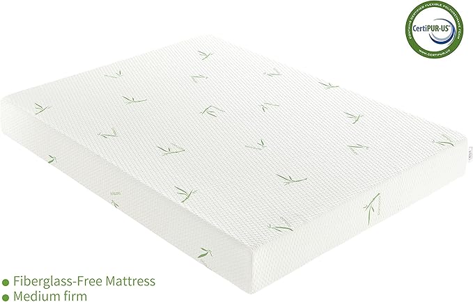 Full Size Mattress, 5 Inch Gel Memory Foam Mattress for Cool Sleep Pressure Relief Bamboo Breathable Cover Medium Firm Full Mattress in a Box, White, CertiPUR-US Certified - LeafyLoom