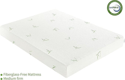 Full Size Mattress, 6 Inch Gel Memory Foam Mattress for Cool Sleep Pressure Relief Bamboo Breathable Cover Medium Firm Full Mattress in a Box, White, CertiPUR-US Certified - LeafyLoom