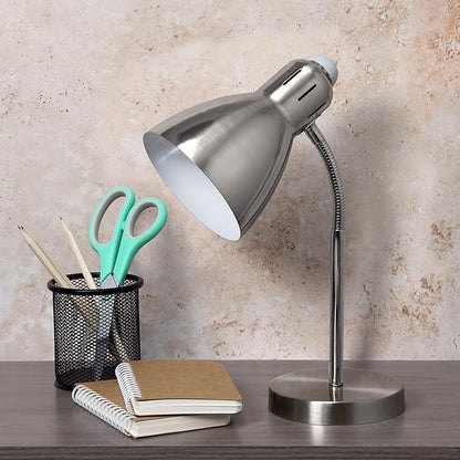 Simple Designs LD1037-BSN Semi Flexible Desk Lamp, Brushed Nickel - LeafyLoom