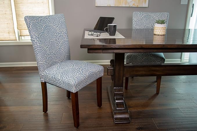 HomePop Parsons Classic Upholstered Accent Dining Chair, Set of 2, Navy and Floral - LeafyLoom