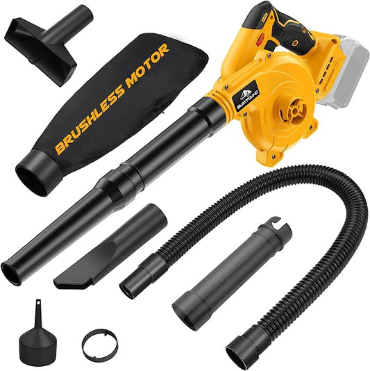 Cordless Leaf Blower for Dewalt 20V Max Battery,Electric Jobsite Air Blower with Brushless Motor,6 Variable Speed Up to 180MPH,2-in-1 Handle Electric Blower and Vacuum Cleaner(Battery Not Included) - LeafyLoom