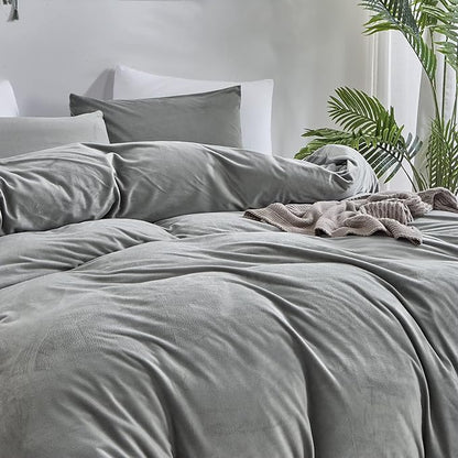 Wellboo Grey Comforter Sets California King Women Men Gray Fluffy Bedding Comforters Cal King Solid Dark Grey Velvet Aesthetic Quilts Soft Warm Winter Plush Blanket Plain Gray Flannel Thick Sherpa Bed - LeafyLoom