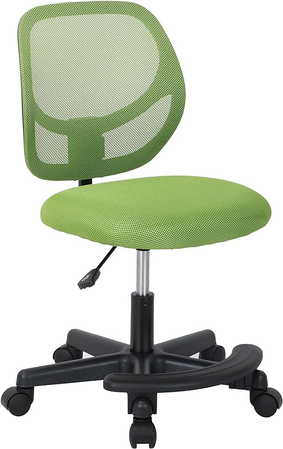 Amazon Basics Kids Adjustable Mesh Low-Back Swivel Study Desk Chair with Footrest, Green - LeafyLoom