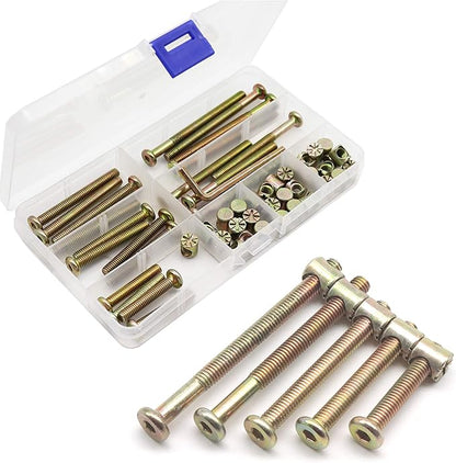 Simmons Crib Parts Hardware Replacement Kit, cSeao 25-Set Hex Socket Cap Bolts Barrel Nuts Assortment Kit for Bunk Beds Cot Chairs Furniture Assembling, M6x35mm/ 45mm/ 55mm/ 65mm/ 75mm - LeafyLoom