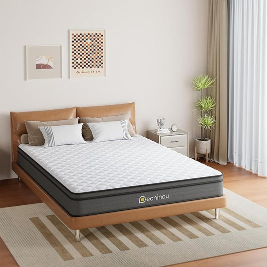 8 INCH Queen Size Mattress, Queen Mattress with Gel Memory Foam and Spring, Breathable Hybrid Mattress in a Box for a Cool & Peaceful Sleep, Strong Edge & Medium Firm Support, CertiPUR-US - LeafyLoom