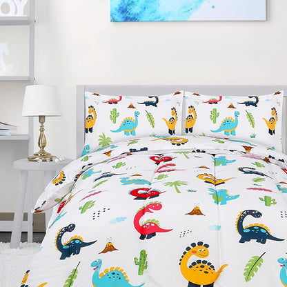 Utopia Bedding All Season Dinosaur Comforter Set with 2 Pillow Cases, 3 Piece Soft Brushed Microfiber Kids Bedding Set for Boys/Girls, Machine Washable (Twin) - LeafyLoom