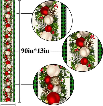 Nepnuser Black and Green Buffalo Check Plaid Christmas Table Runner 90 Inches Long Gingham Xmas Decoration Holiday Home Kitchen Decor Nepnuser