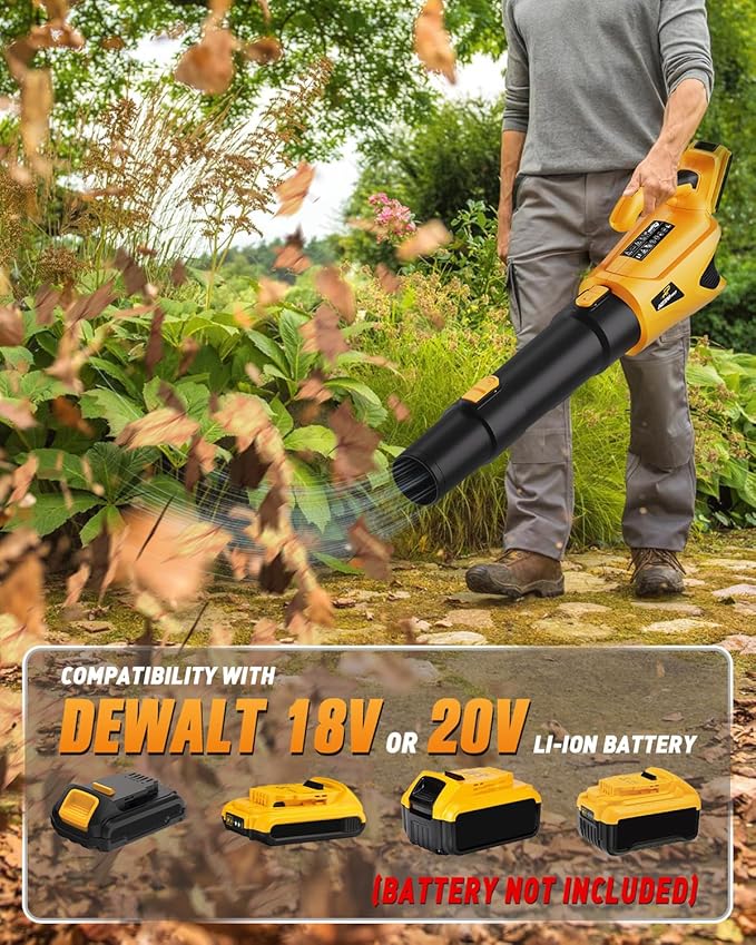 Cordless Leaf Blower Up to 500CFM for DEWALT 20V Max Battery (No Battery), Electric Leaf Blower Cordless with 5 Speed Modes, Battery Powered Leaf Blowers for Lawn Care, Yard, Patio - LeafyLoom