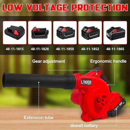 Cordless Leaf Blower for Milwaukee M18 Battery,2-in-1 Handle Electric Blower + Vacuum Cleaner, 6 Variable Speed Up to 180MPH,Electric Jobsite Air Blower with Brushless Motor (Only Tools) - LeafyLoom