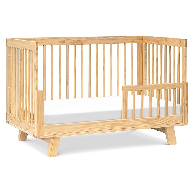 babyletto Hudson 3-in-1 Convertible Crib with Toddler Bed Conversion Kit in Natural, Greenguard Gold Certified - LeafyLoom